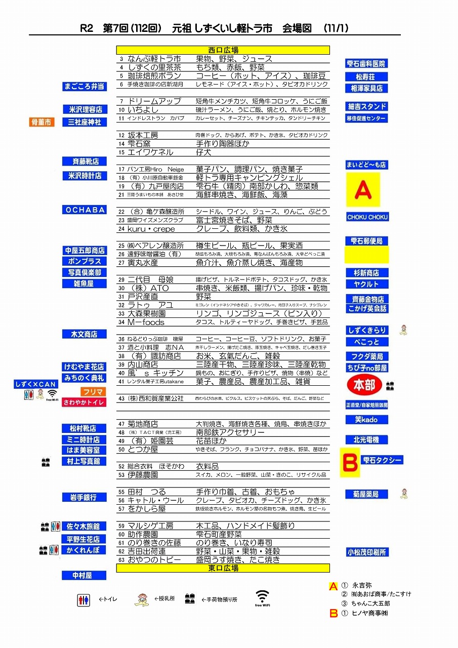 11月1日 日 元祖 軽トラ市 の出店者について 雫石商工会